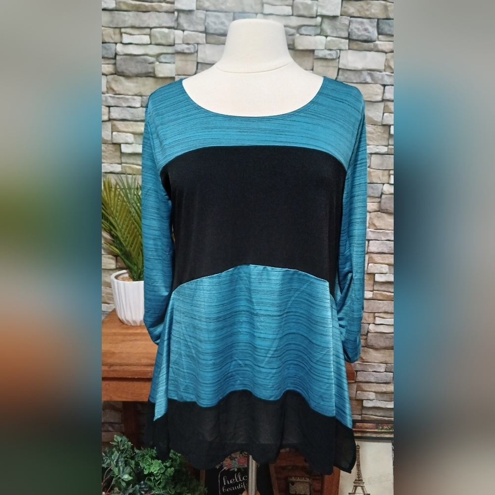 Notations Colorblock Silky Blouse Business Casual‎ Office Large
